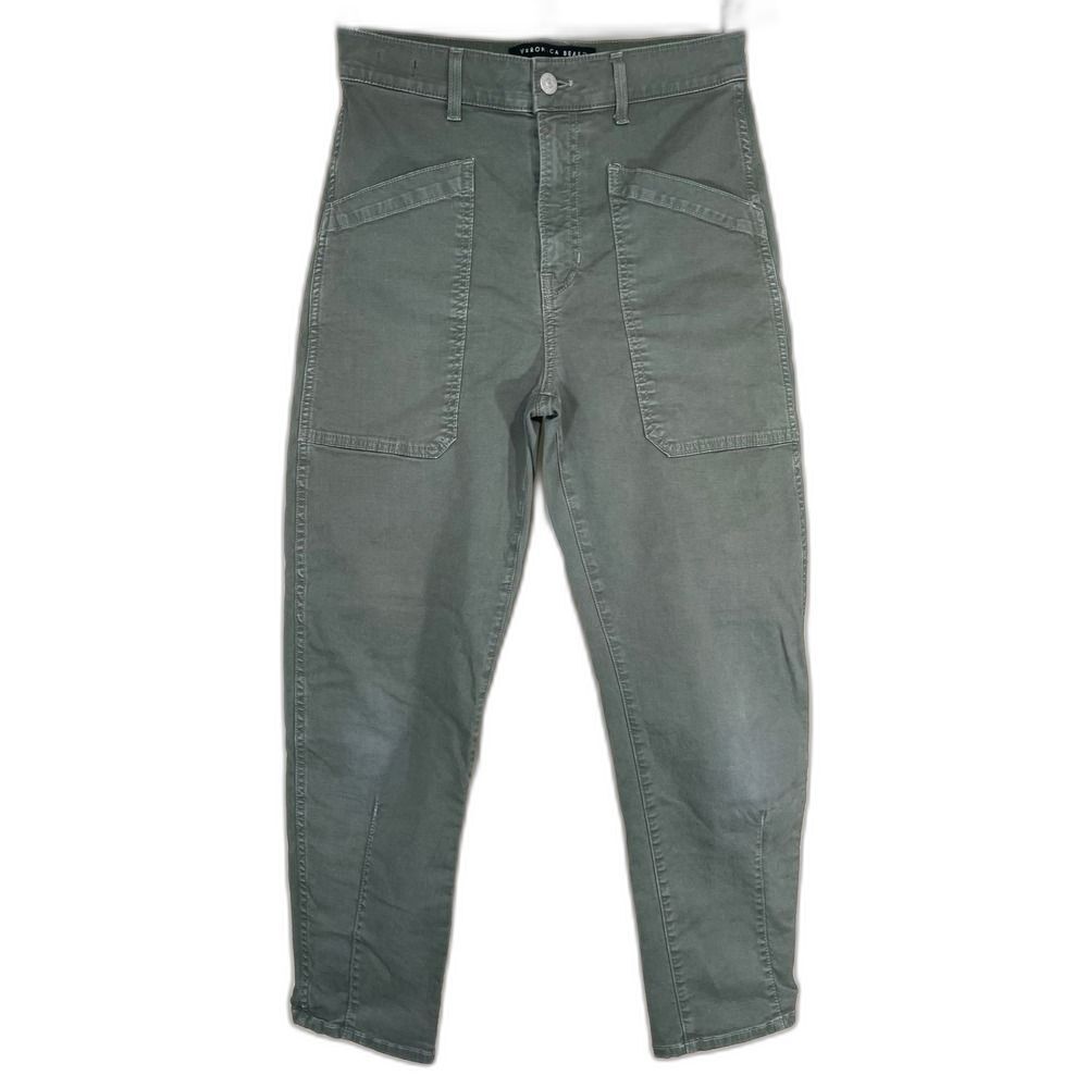 Utility Barrel Leg Pants Veronica Beard Charlie W/28 Army Green LN - Picture 2 of 12